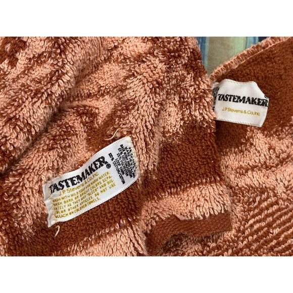 Vtg Tastemaker Orange Peach Sculpted Reversible Floral Hand Towel Washcloths - Picture 10 of 10